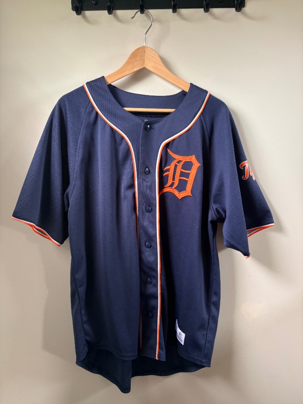 Detroit Tigers Jersey Navy and Orange Large
